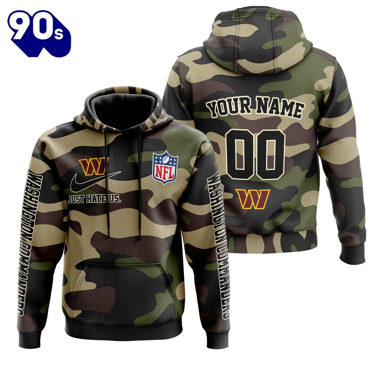 Buildercar - Washington Commanders Army Camo V2 NFL Football Team Hoodie