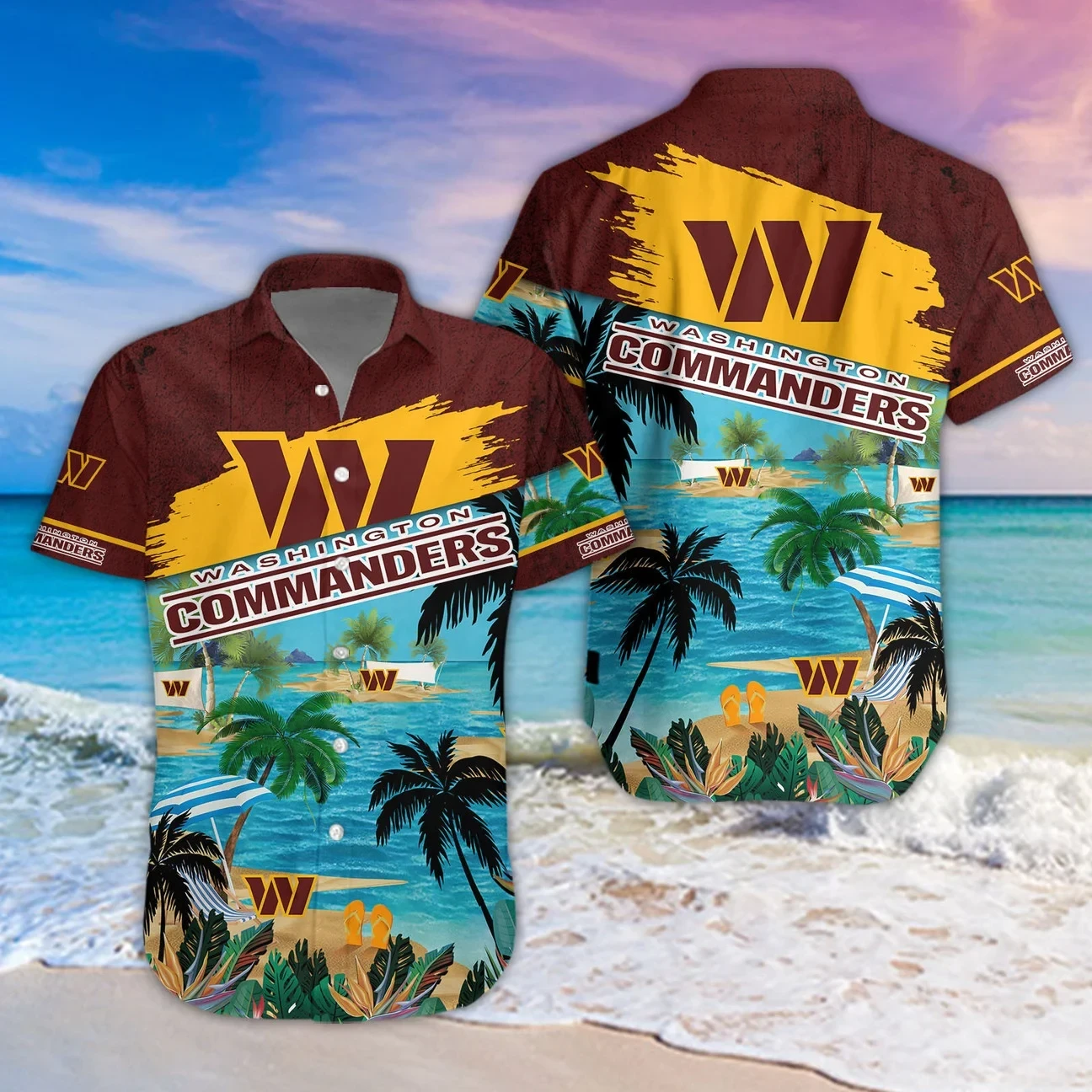Buildercar - Washington Commanders Beach NFL Football Team Hawaiian Shirt