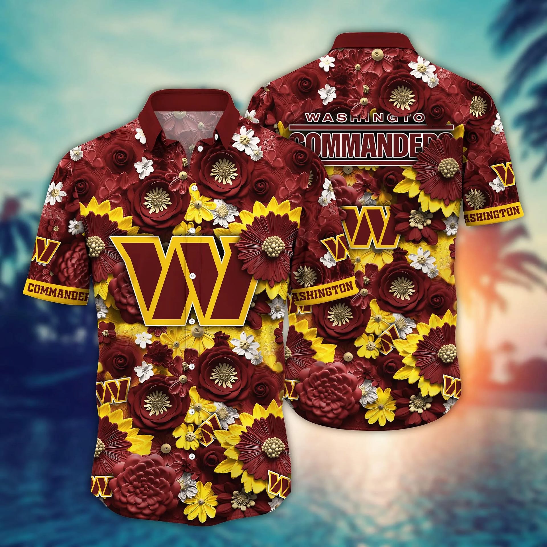 Buildercar - Washington Commanders Blossom NFL Football Team Hawaiian Shirt