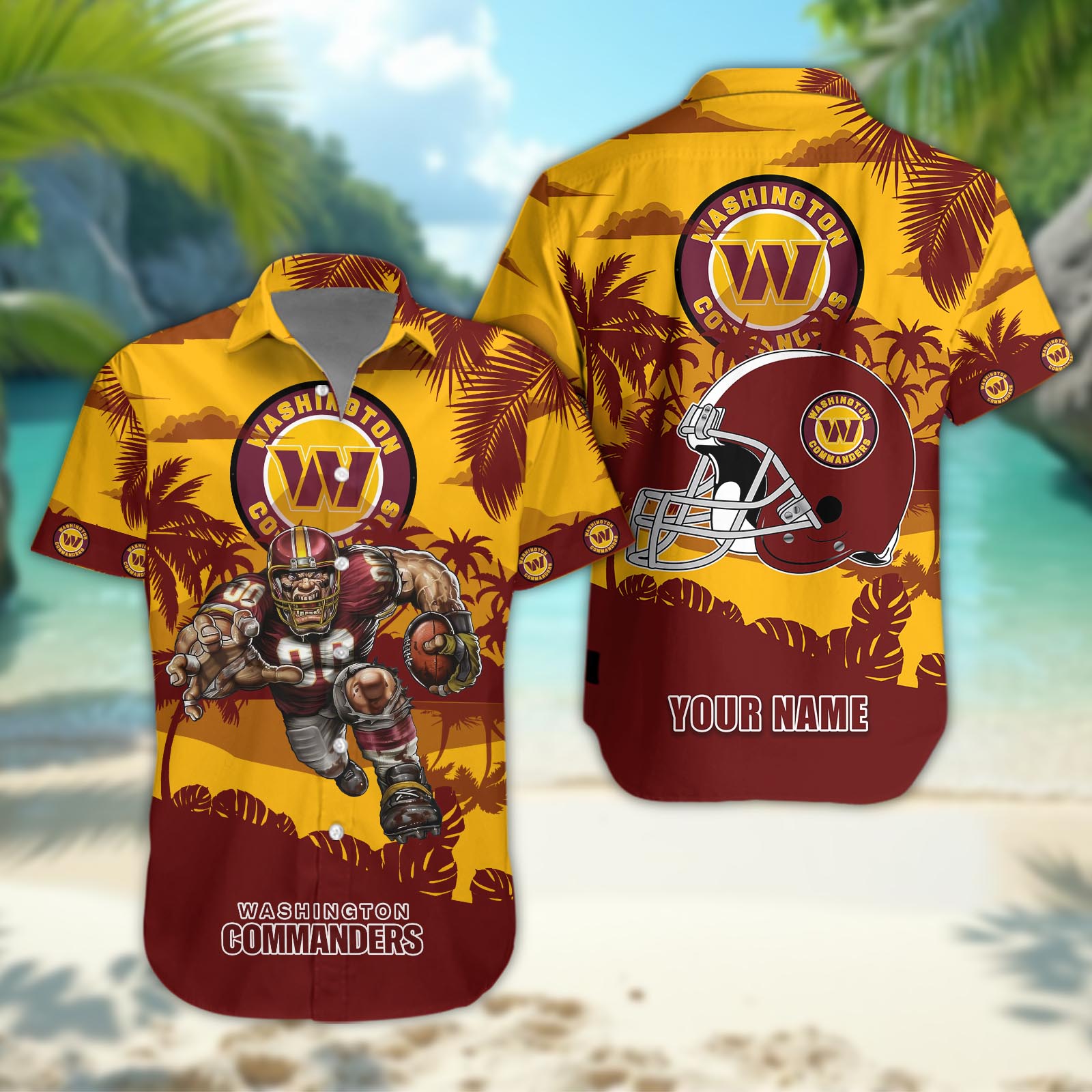 Buildercar - Washington Commanders Custom Name NFL Football Team Hawaiian Shirt