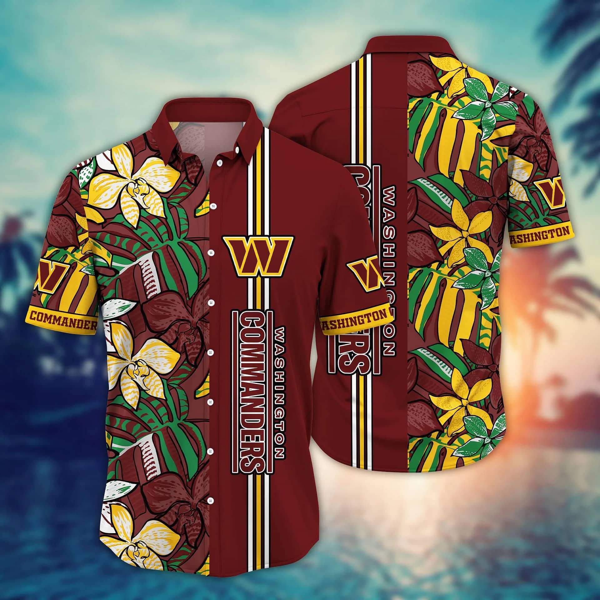 Buildercar - Washington Commanders Flower NFL Football Team Hawaiian Shirt