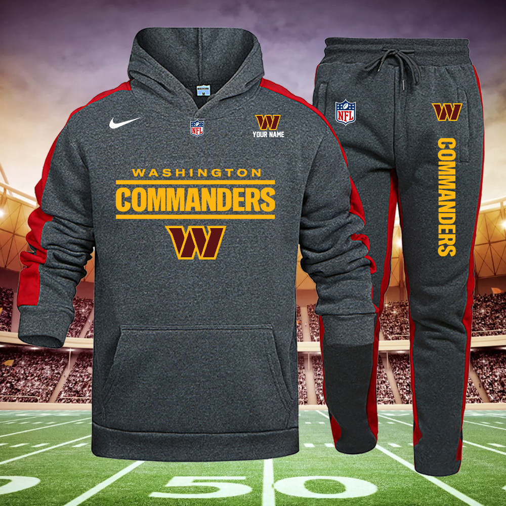 Buildercar - Washington Commanders NFL Team Sport Grey Hoodie Sweatpant Tracksuit