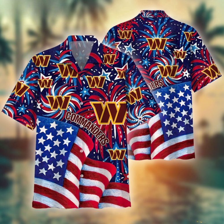 Buildercar - Washington Commanders Patriotic Celebration Hawaiian Shirt