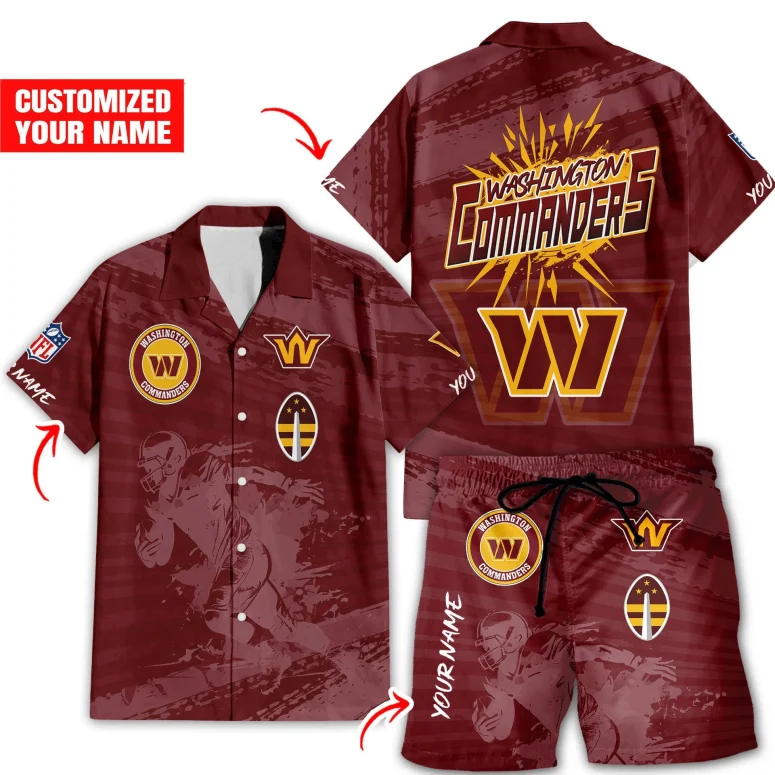 Buildercar - Washington Commanders Personalized Blaze Hawaiian Shirt