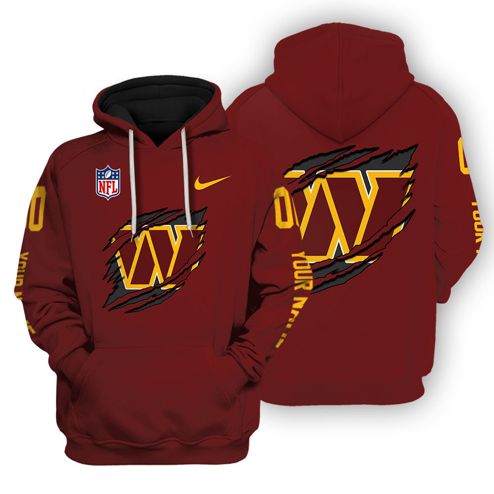 Buildercar - Washington Commanders Scratch Logo NFL 3D Hoodie Style 102