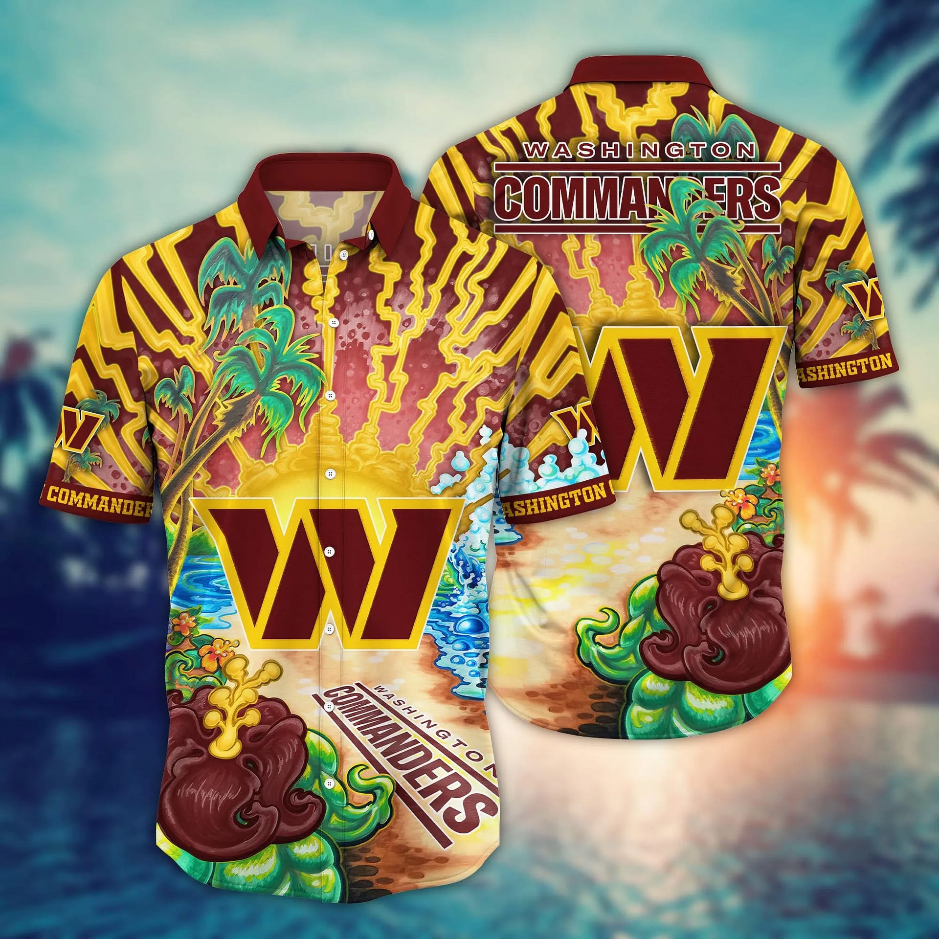 Buildercar - Washington Commanders Seashore NFL Football Team Hawaiian Shirt