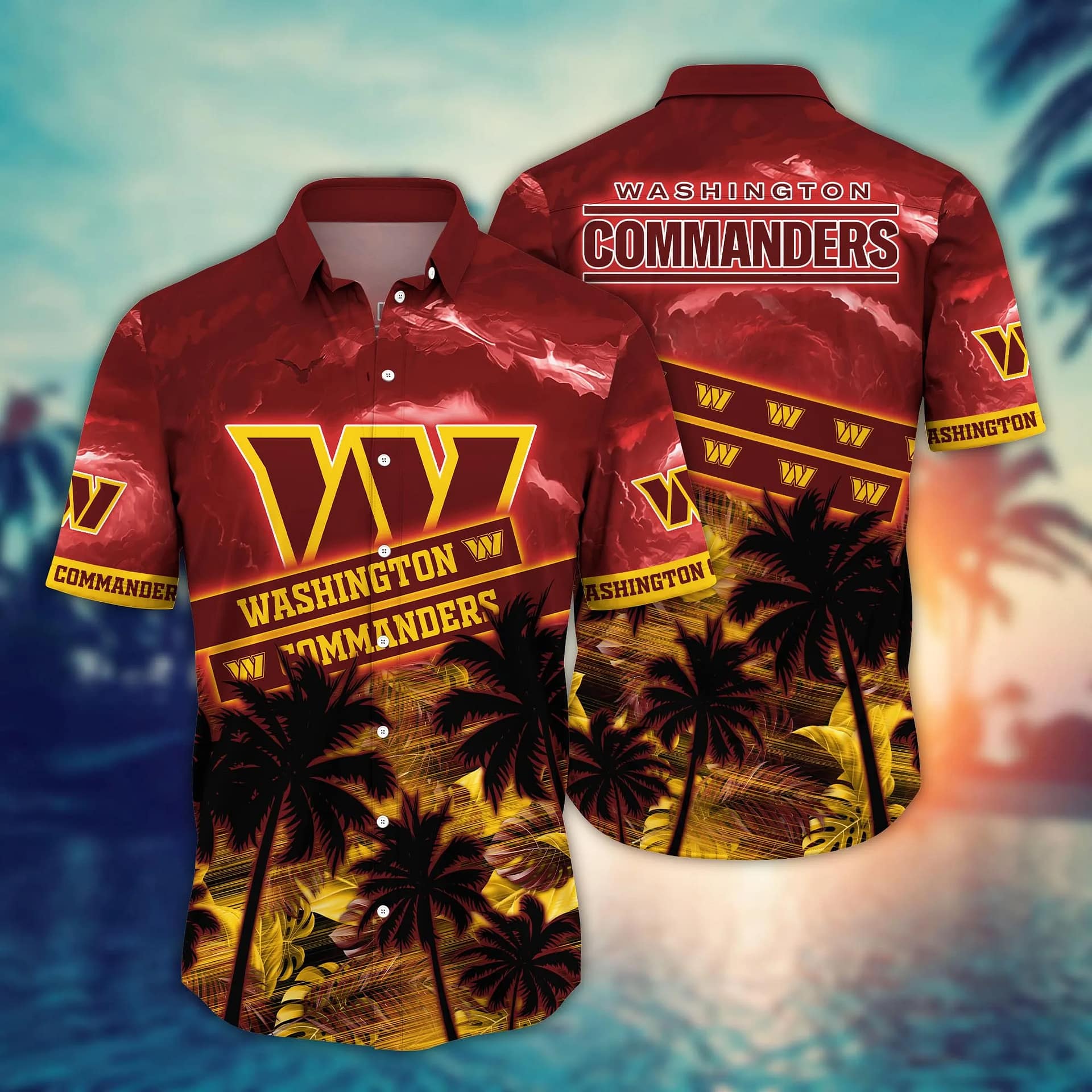 Buildercar - Washington Commanders Summer Scene NFL Football Team Hawaiian Shirt