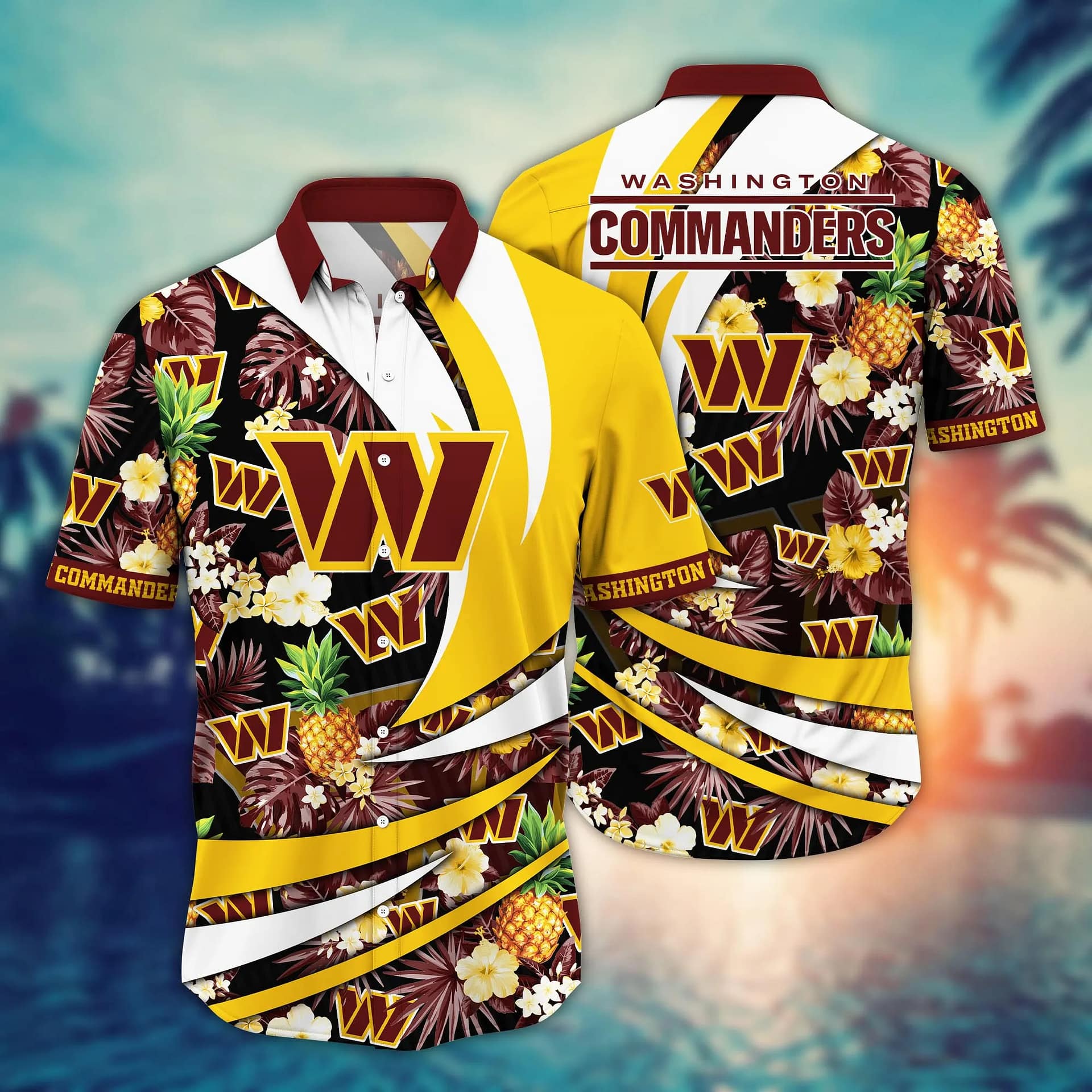 Buildercar - Washington Commanders Tropical Fruits NFL Football Team Hawaiian Shirt