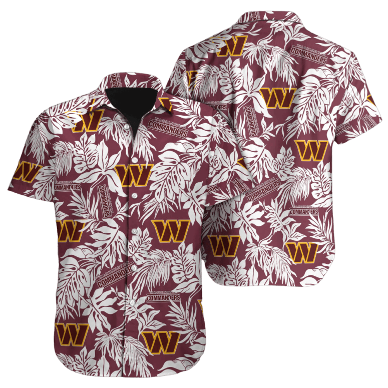 Buildercar - Washington Commanders Tropical Leaves Hawaiian Shirt