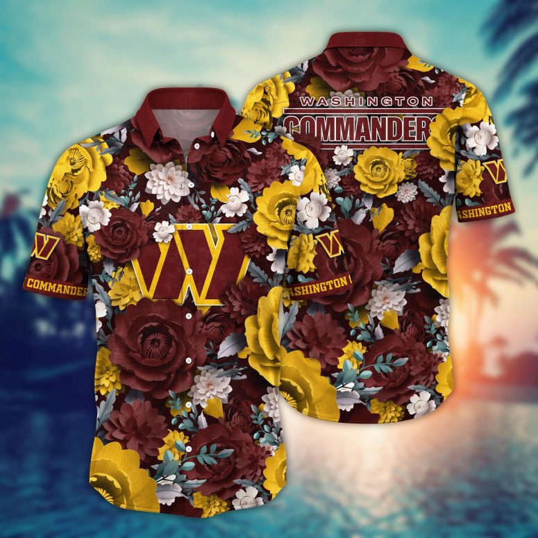 Buildercar - Washington Commanders Vintage Bloom Hawaiian Shirt