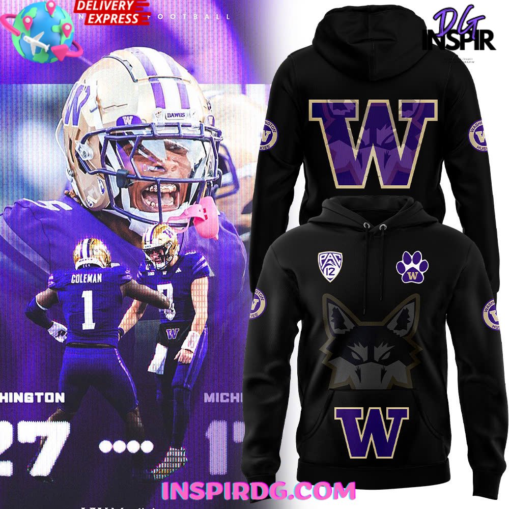 Buildercar - Washington Huskies Football 2025 Black Sweatshirt Hoodie