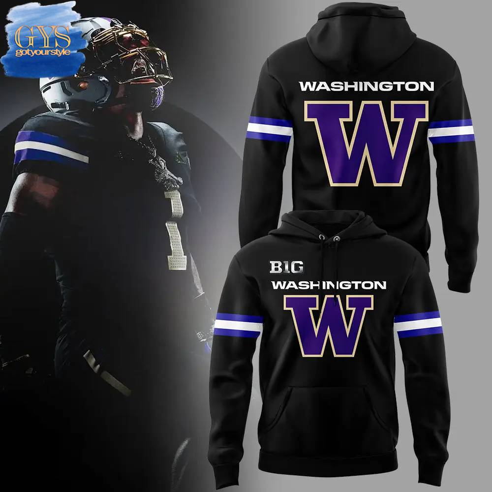 Buildercar - Washington Huskies Football Wear Black Threads Hoodie