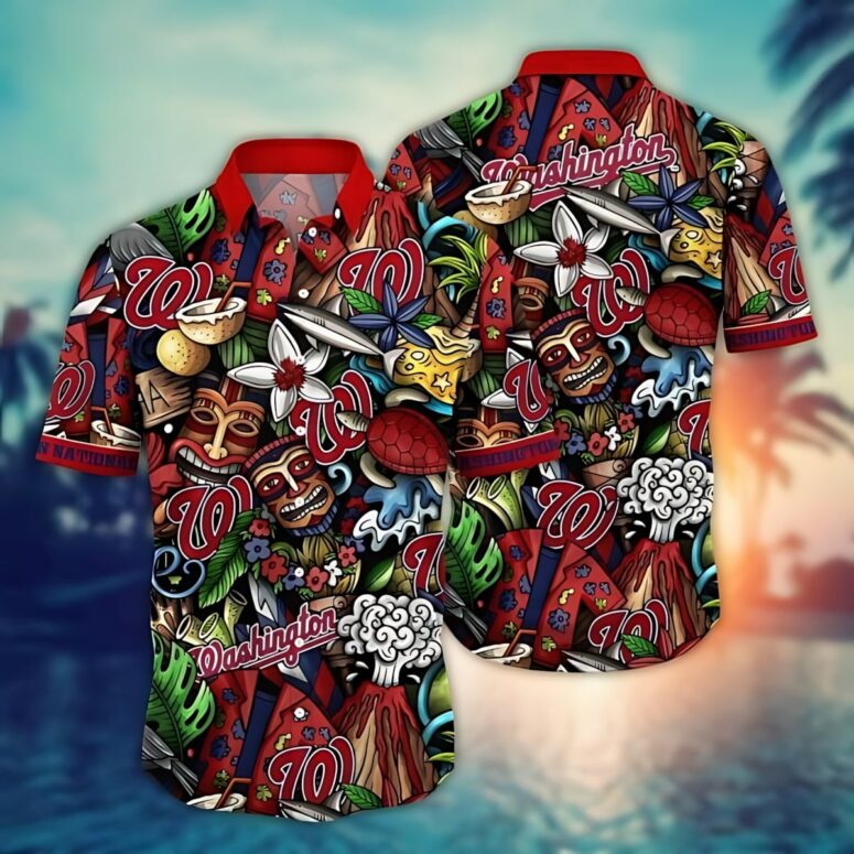 Buildercar - Washington Nationals Tropical Splash Hawaiian Shirt
