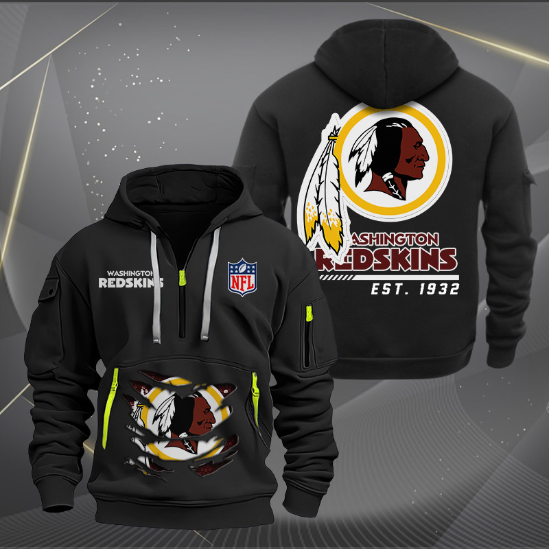 Buildercar - Washington Redskin Monster Scratch 2 Logo NFL Quarter Zip Hoodie
