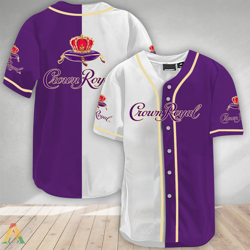 Buildercar - White And Purple Split Crown Royal Baseball Jersey