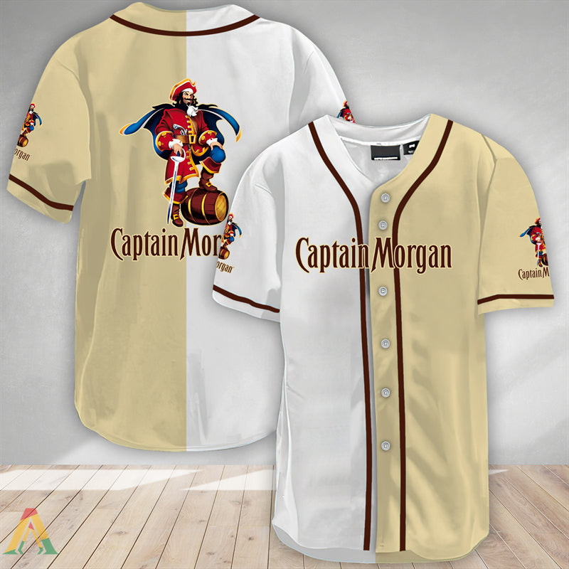 Buildercar - White Beige Color Captain Morgan Baseball Jersey