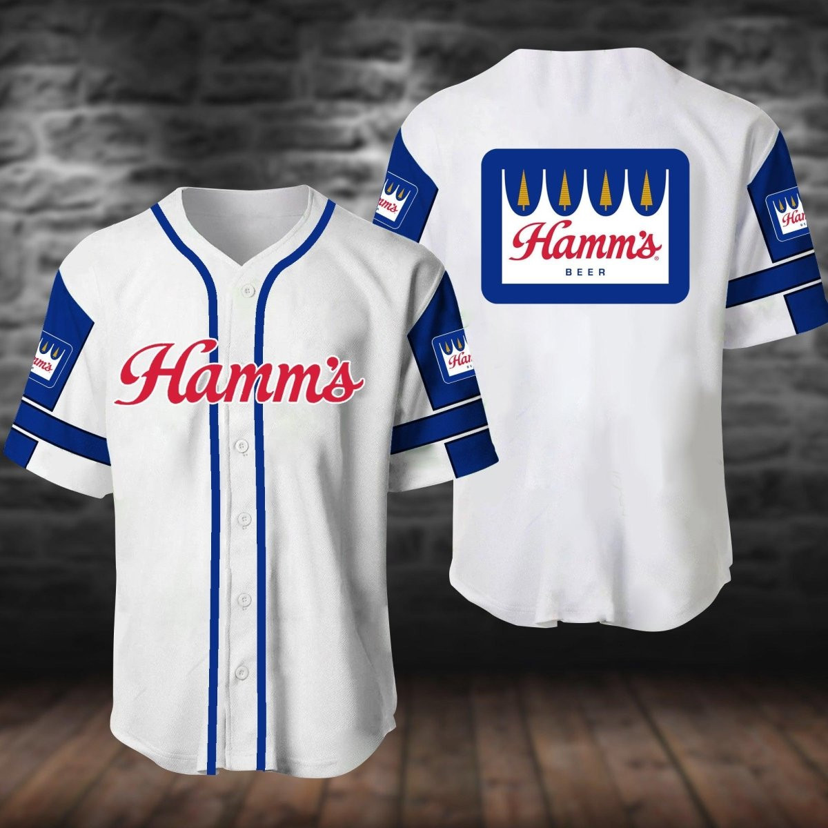 Buildercar - White Hamm's Beer Baseball Jersey