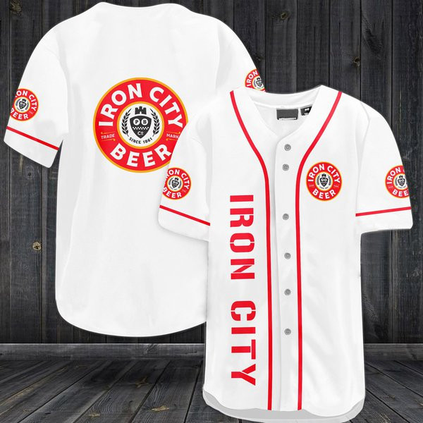 Buildercar - White Iron City Beer Baseball Jersey