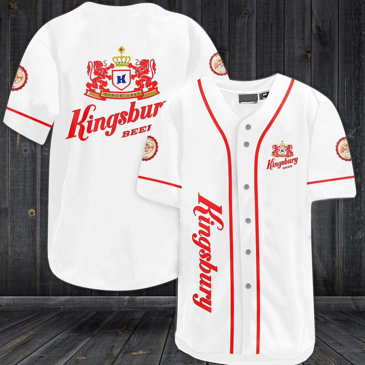 Buildercar - White Kingsbury Beer Baseball Jersey