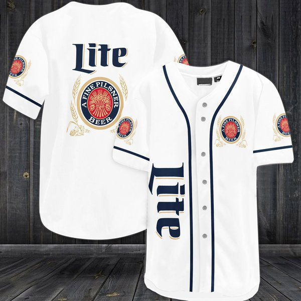 Buildercar - White Miller Lite Baseball Jersey
