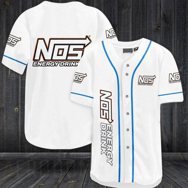 Buildercar - White NOS Energy Drink Baseball Jersey