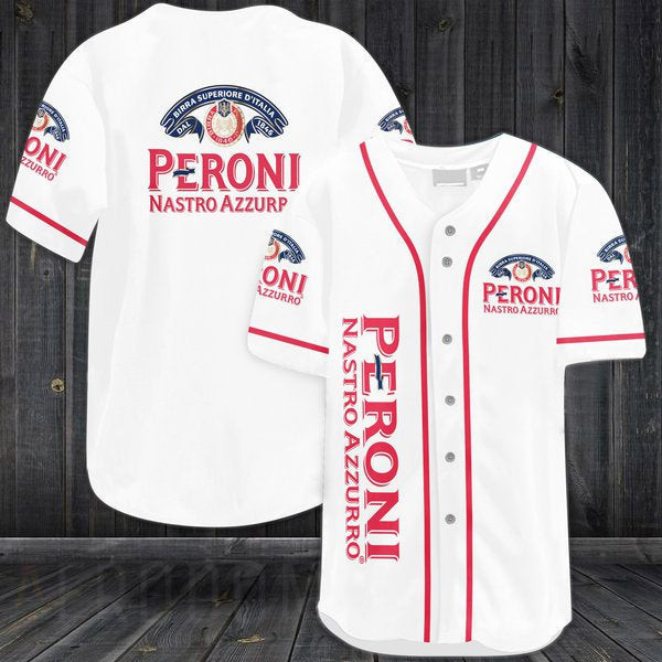 Buildercar - White Peroni Nastro Azzurro Beer Baseball Jersey