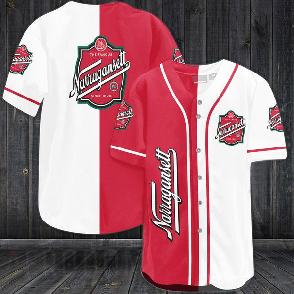 Buildercar - White Red Narragansett Beer Baseball Jersey