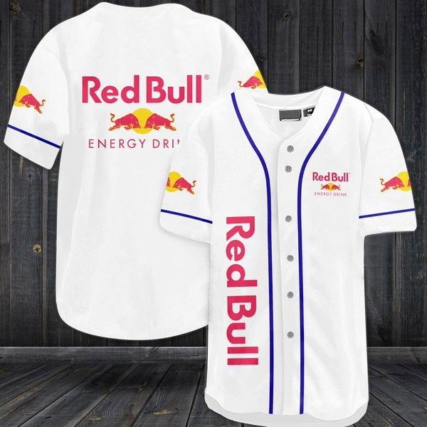 Buildercar - White Redbull Energy Drink Baseball Jersey