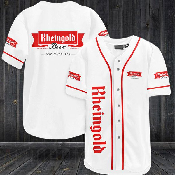 Buildercar - White Rheingold Beer Baseball Jersey