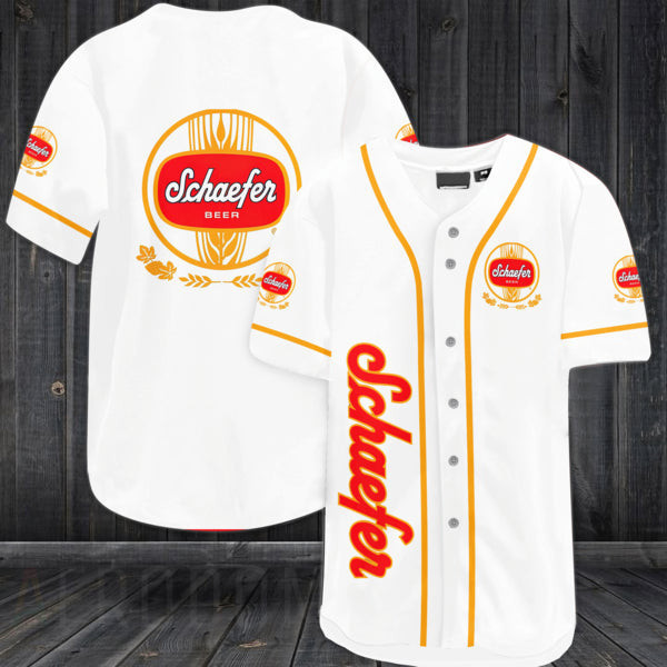 Buildercar - White Schaefer Beer Baseball Jersey