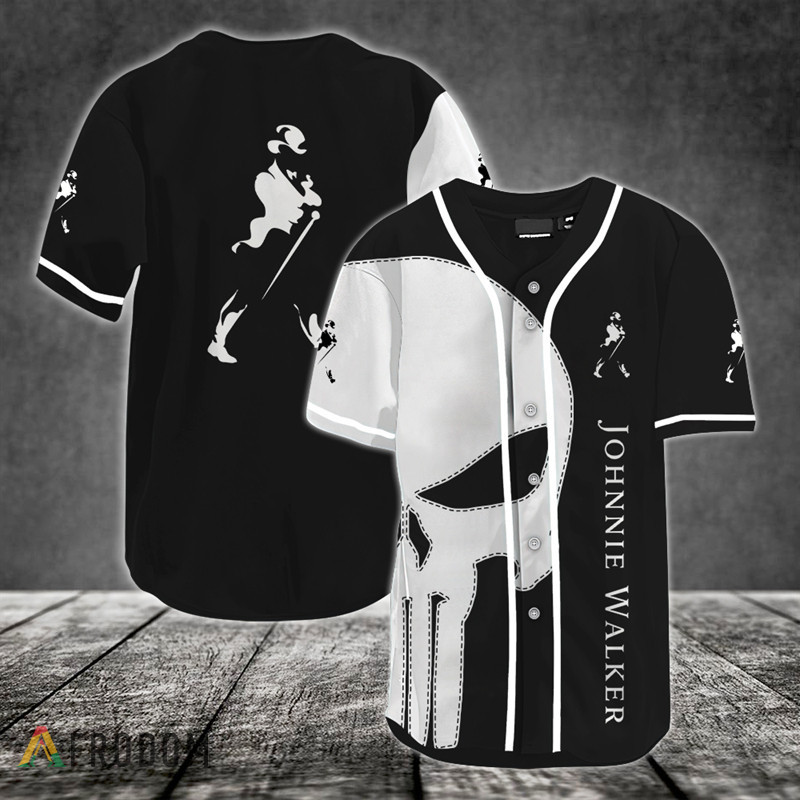 Buildercar - White Skull Johnnie Walker Baseball Jersey
