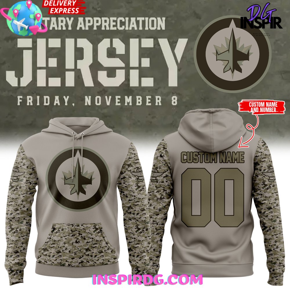 Buildercar - Winnipeg Jets Military Appreciation 2025 Custom Name Number Sweatshirt Hoodie