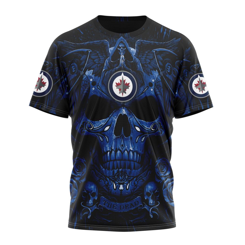 Buildercar - Winnipeg Jets With Skull Art Personalized Name And Number T-Shirt