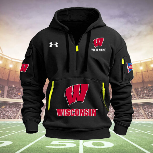 Buildercar - Wisconsin Badgers Quarter Zip Hoodie Style 31