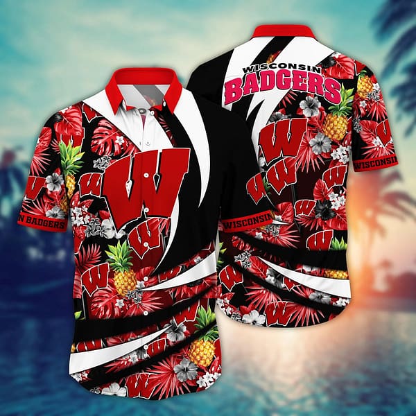 Buildercar - Wisconsin Badgers Tropical Pineapple Hawaiian Shirt