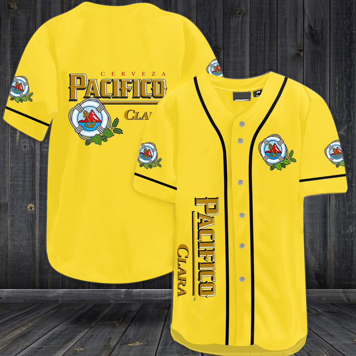 Buildercar - Yellow Pacifico Beer Baseball Jersey