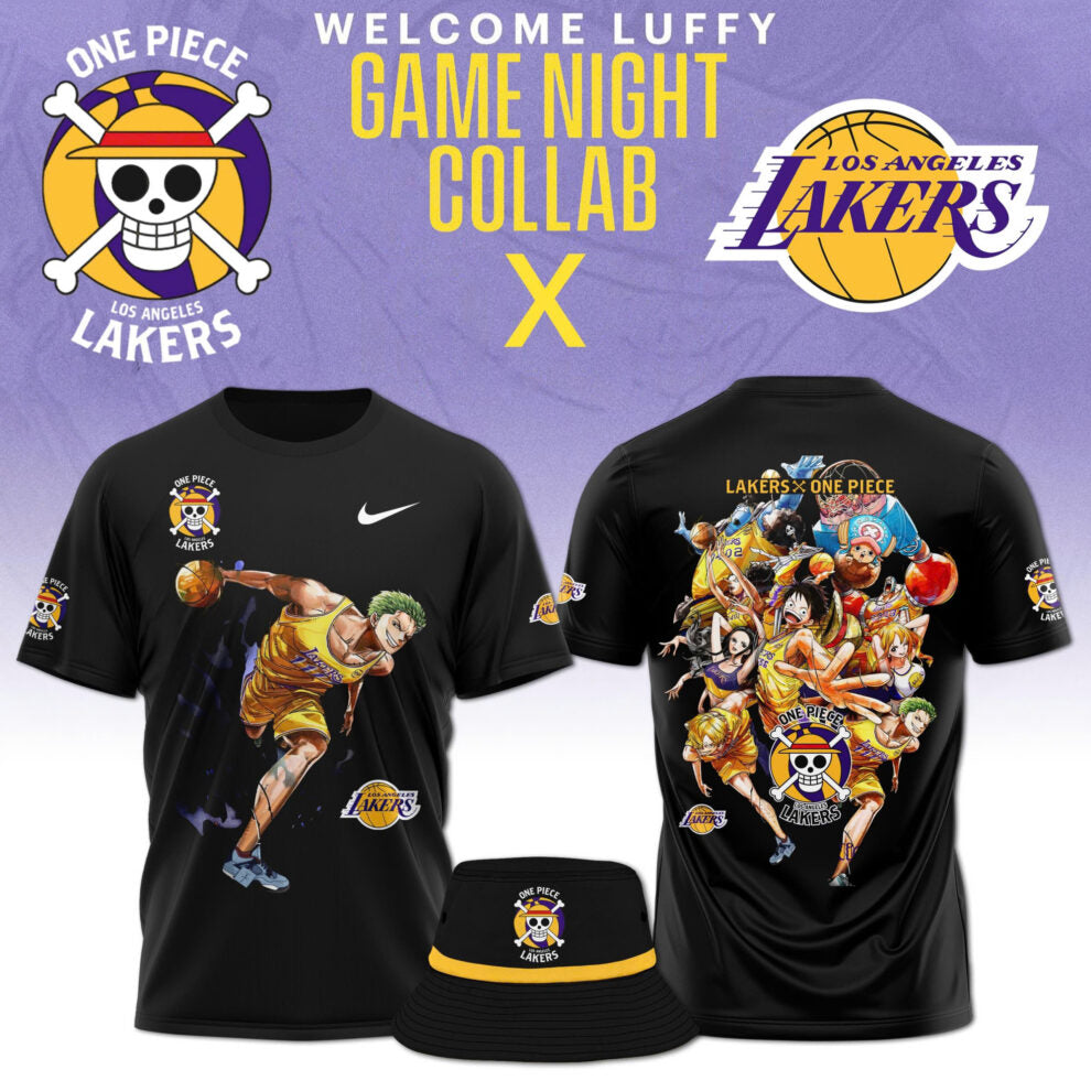 Buildercar - Zoro One Piece feat NBA Lakers Black T-Shirt Hoodie Suit