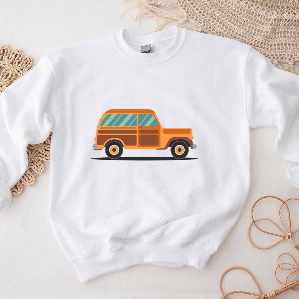 Car Vehicle Body Car Wheel Flat Sweatshirt