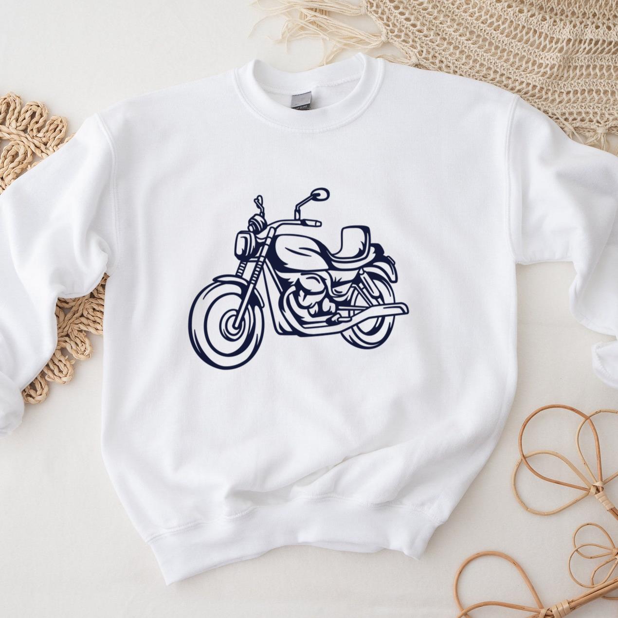 Classic Cruiser Motorcycle Illustration Design Sweatshirt