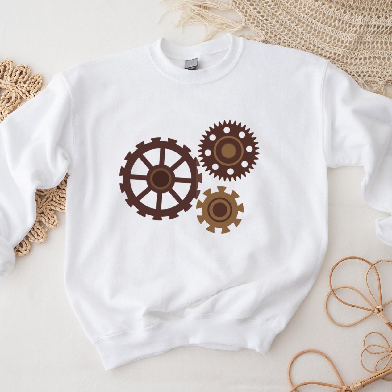 Cogwheel Hole Gear Wheel Gear Pinion Three Flat Sweatshirt