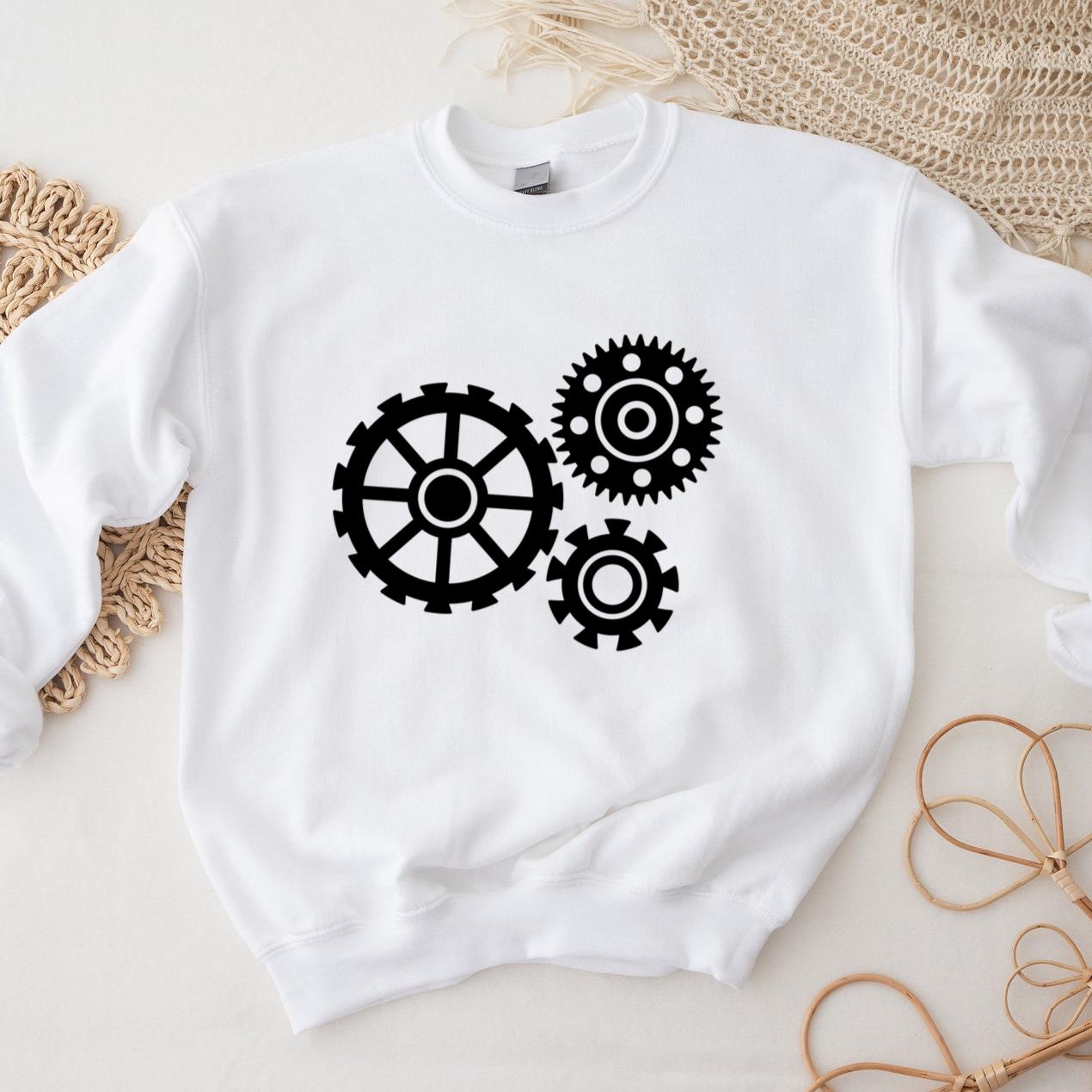 Cogwheel Hole Gear Wheel Gear Pinion Three Silhouette Sweatshirt