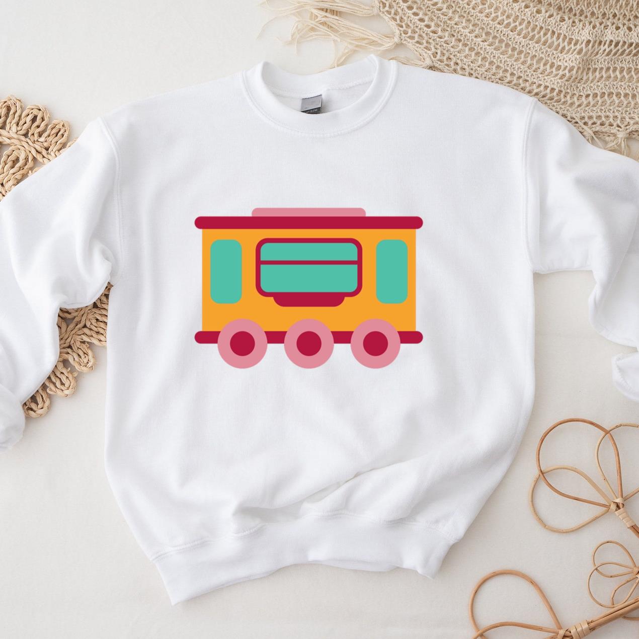 Colorful Train Trolley Design Sweatshirt