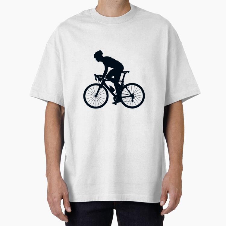 Cyclist Silhouette Side View Oversized T-Shirt