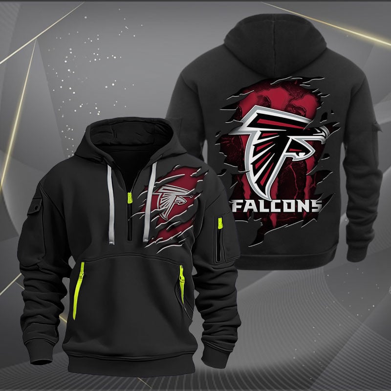 Buildercar - Atlanta Falcons Scratch Logo NFL Quarter Zip Hoodie Style 221