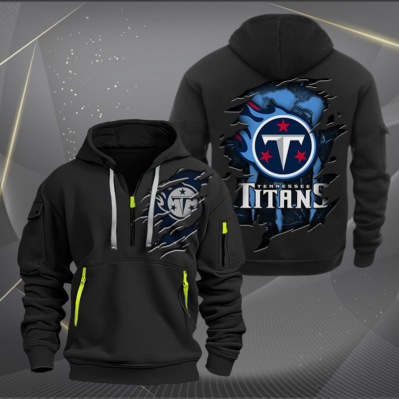 Buildercar - Tennessee Titans Scratch Logo NFL Quarter Zip Hoodie Style 224