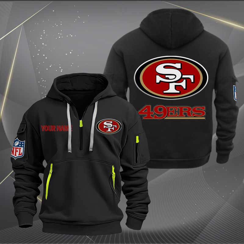 Buildercar - San Francisco 49ers Logo NFL Quarter Zip Hoodie Style 251