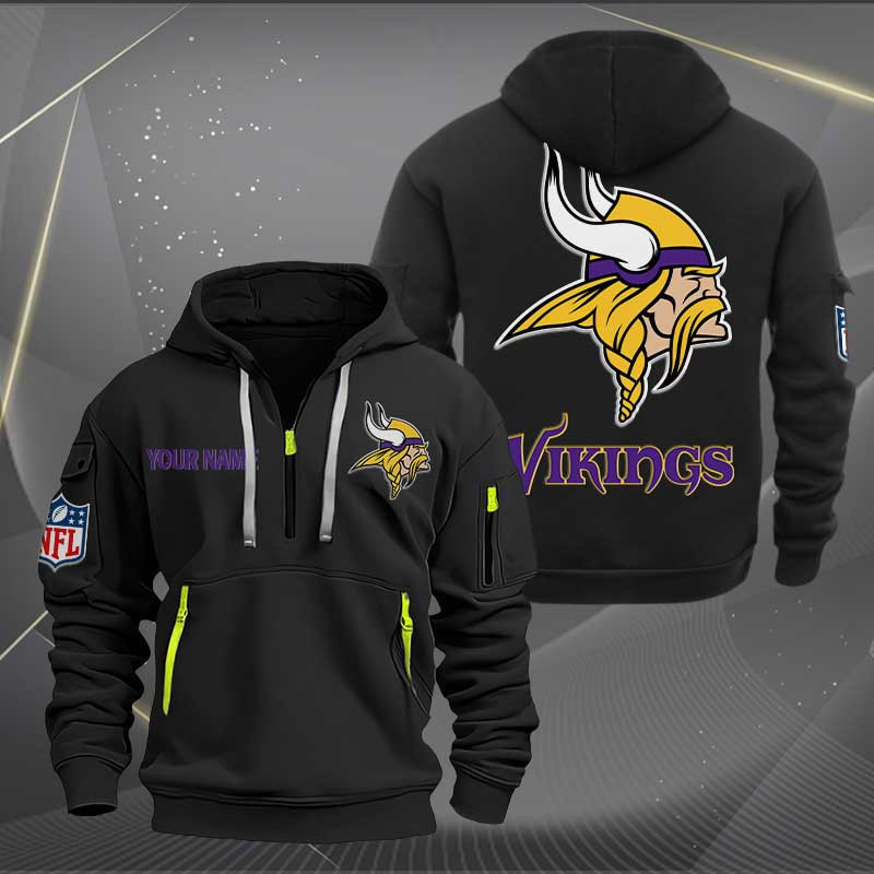 Buildercar - Minnesota Vikings Logo NFL Quarter Zip Hoodie Style 248