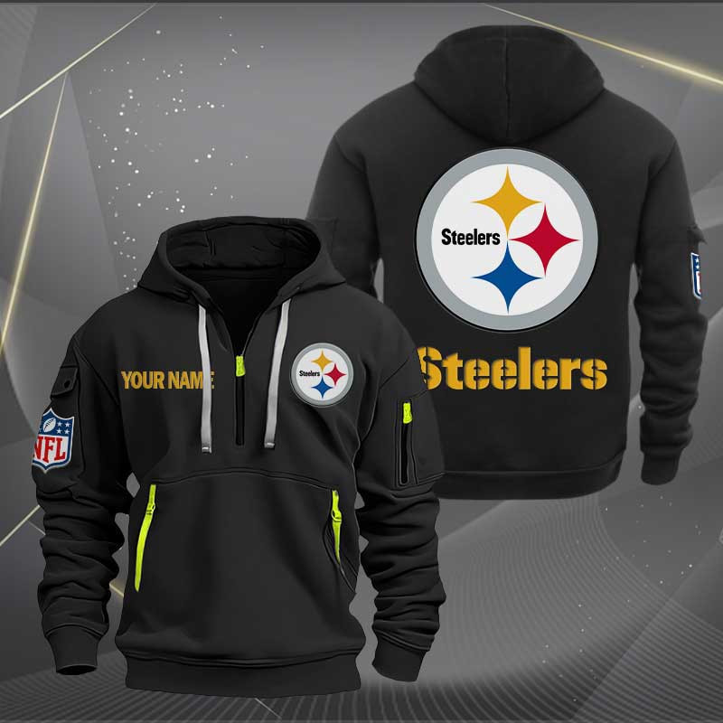 Buildercar - Pittsburgh Steelers Logo NFL Quarter Zip Hoodie Style 253