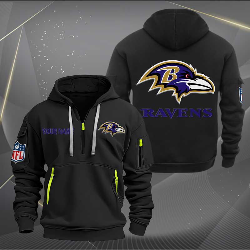 Buildercar - Baltimore Ravens Logo NFL Quarter Zip Hoodie Style 257