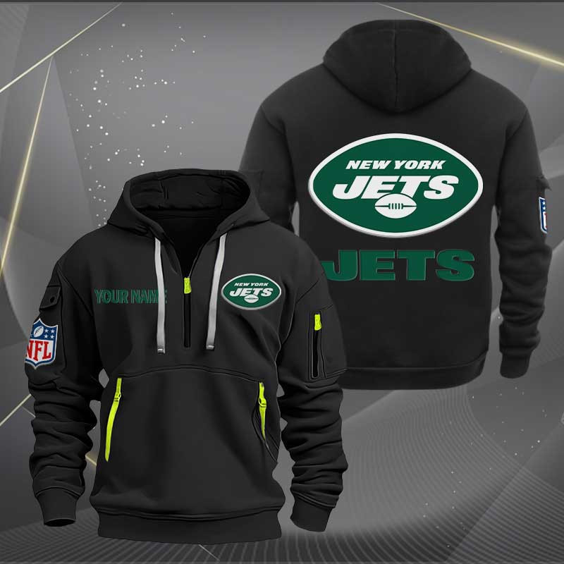 Buildercar - New York Jets Logo NFL Quarter Zip Hoodie Style 261